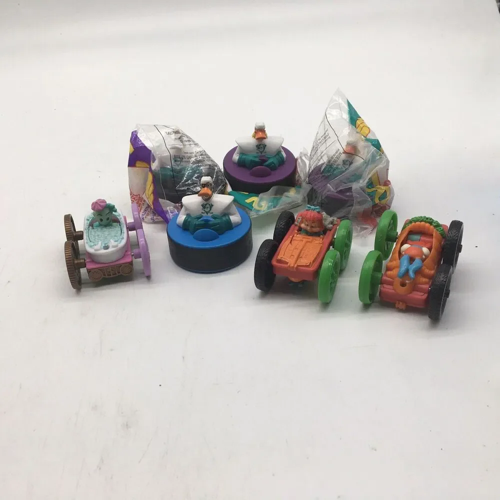 Vtg 1990s McDonalds Tiny Toon Adventures Flip Cars + Mighty Ducks Lot Of 7